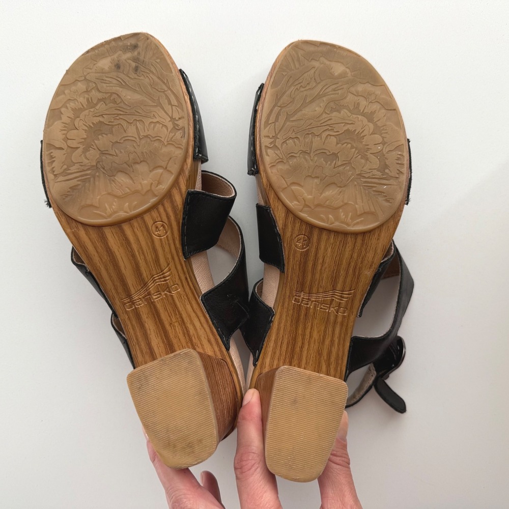 Dansko Ashlee Burnished Black Sling Back Block Heel Comfort Sandal EU 41 US 10 - Picture 6 of 8